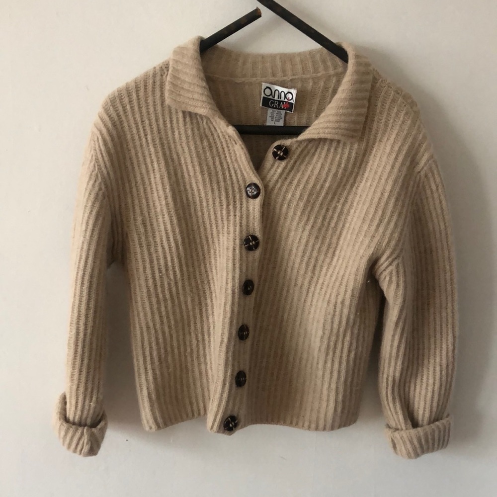 Anna Gray Cream colored wool angora sweater. Size L